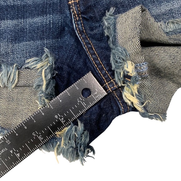 Hollister High Rise Vintage Denim Shorts Frayed Hem Dark Wash Size 25 - Picture 10 of 11